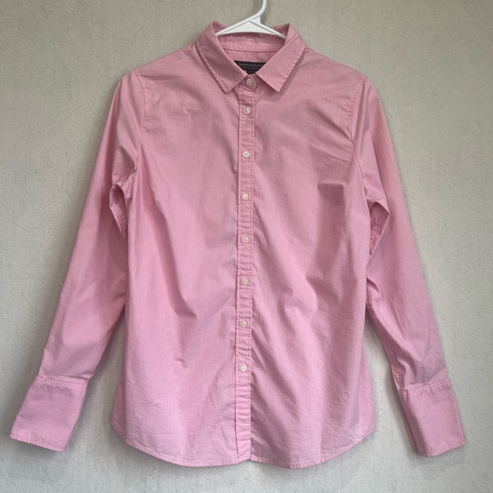 Banana Republic Womens Pink Riley Tailored Fit Button Up Shirt Sz 4 Professional